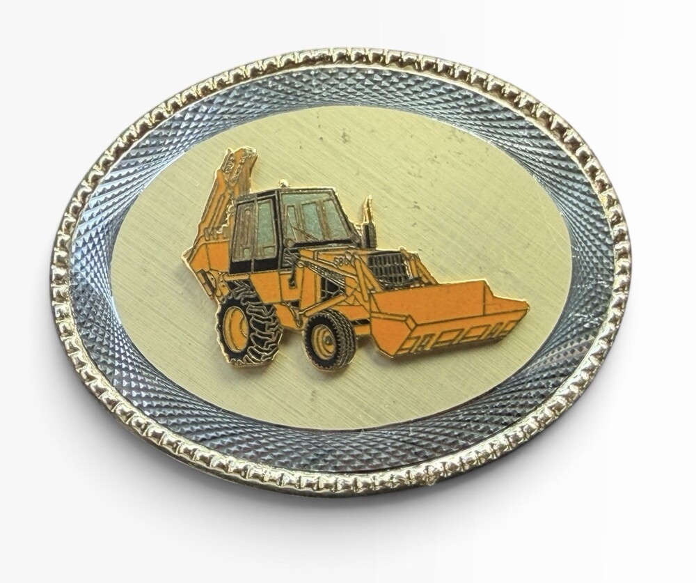 Case Backhoe Loader Tractor Dress Brass Belt Buckle Hoover's #3715 Style B